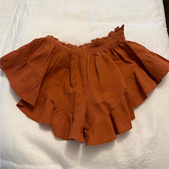 Caroline Constas Ruffle Short in Rust - Picture 4 of 4